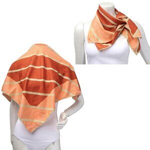 Vintage Vera Neumann Silk Scarf Ladybug Signed 1960s Bright Orange Retro Stripe